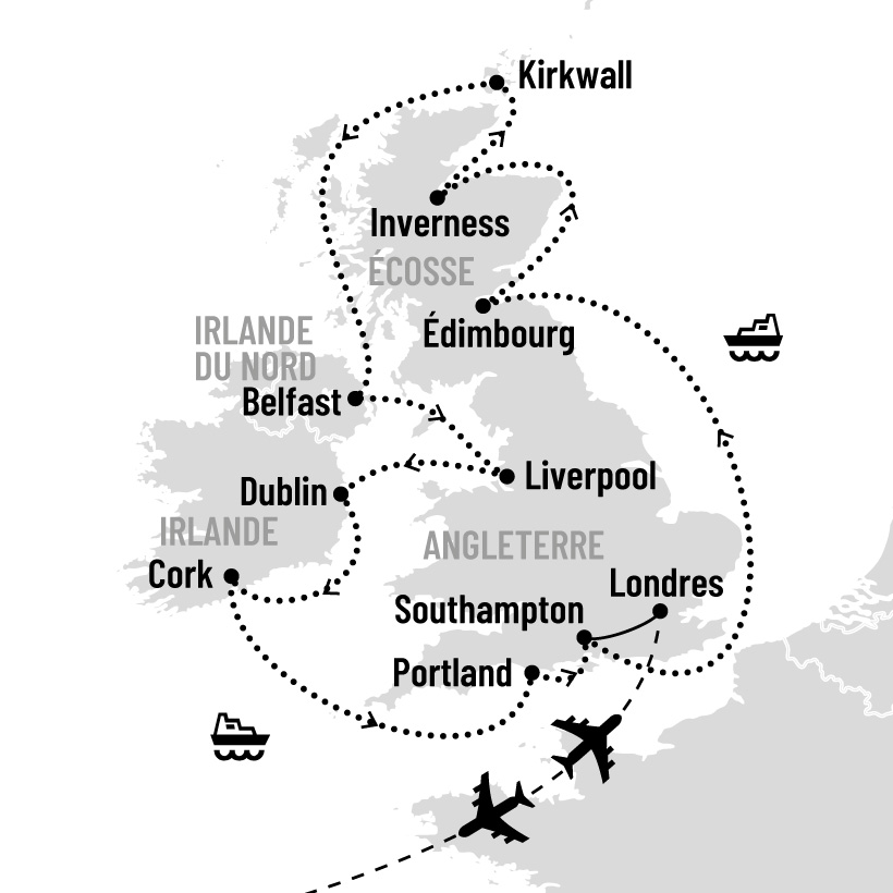 Duo Écosse et Irlande en croisière map