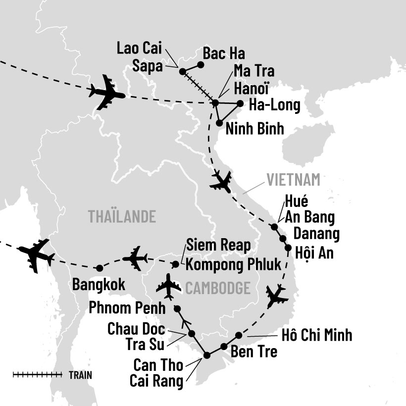 Couleurs du Vietnam et du Cambodge map