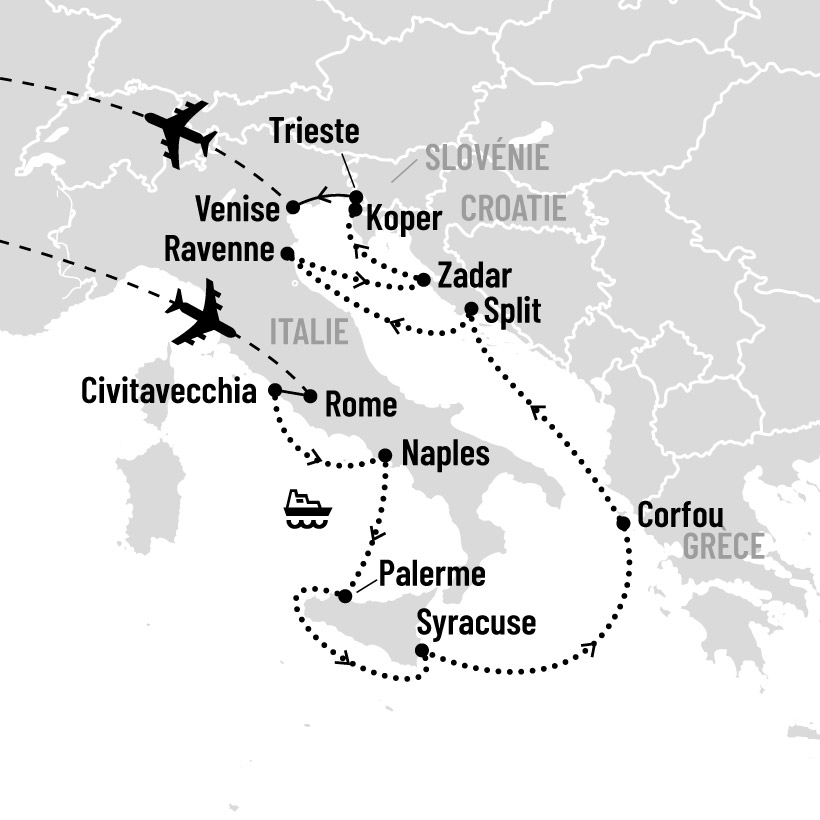 Duo Italie et Croatie en croisière map