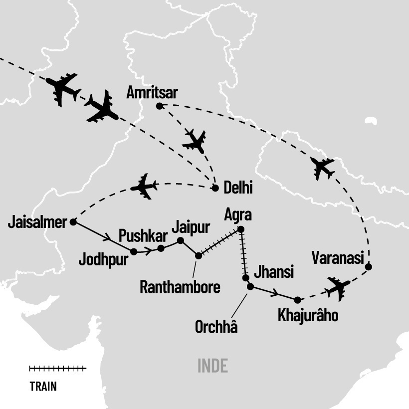 Inde du Nord, pays des Maharajas map