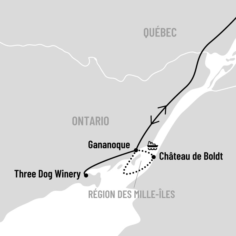 Croisière dans les Mille-Îles et château de Boldt map